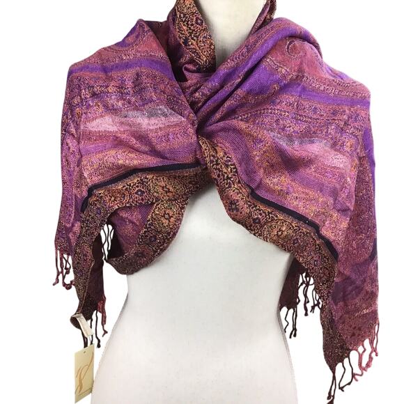 Collection 18 Womens Scarf Purple Opulence Blanket Multifunctional Fringe - Picture 9 of 13